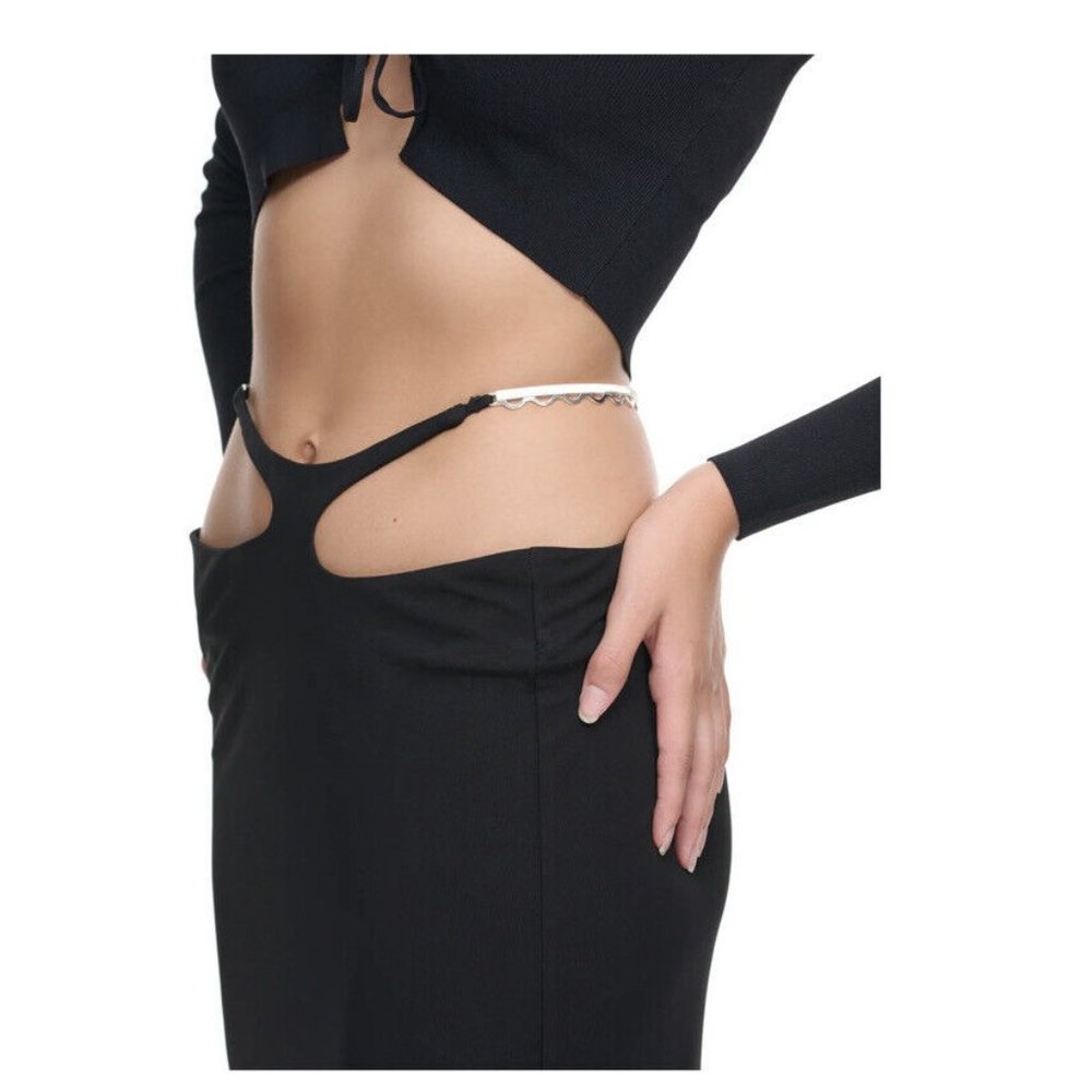 Christopher Esber Double Sculpted Waist Skirt Black Long Jersey - Picture 6 of 6